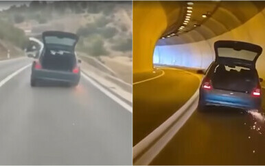 Žena bez guma vozi automobil