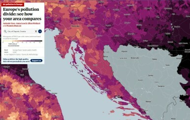 Karta onečišćenja zraka u Hrvatskoj