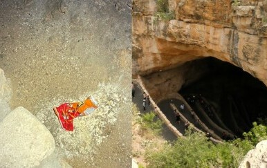 Nacionalni park Carlsbad Caverns i vrećica smeća na podu