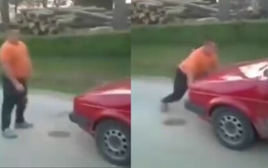 Muškarac u dvoboju s automobilom