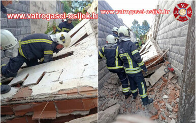 FOTO Dramatična intervencija u Slavoniji! Vatrogasci spašavali radnike prignječene ispod zida