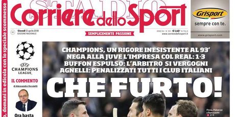 Naslovnice talijanskih medija nakon Real - Juve