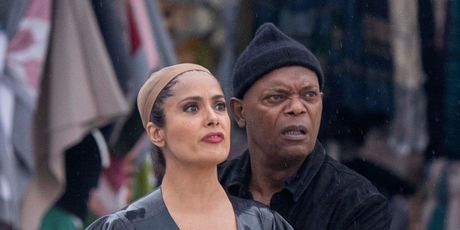 Salma Hayek i Samuel L. Jackson na snimanju u Rovinju