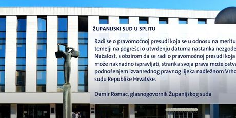 Županijski sud u Splitu - priopćenje