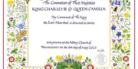 Pozivnica za krunidbu kralja Charlesa