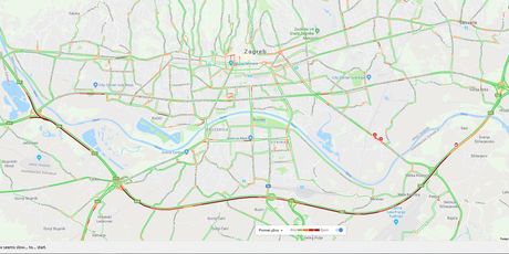 Promet u Zagrebu oko 19 sati (Screenshot: Google karta promet)