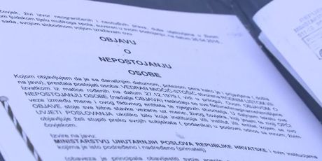 Objava o nepostojanju osobe (Foto: Dnevnik.hr)