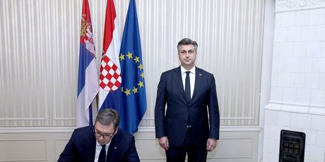 Aleksandar Vučić i Andrej Plenković (Foto: Pixell)