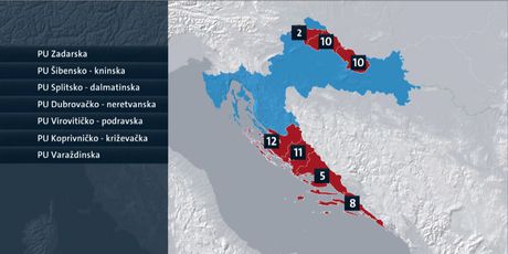 Raspored kamera po županijama (Foto: Dnevnik.hr)