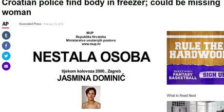 Naslovnice svjetskih medija o pronalasku tijela u zamrzivaču u Palovcu (Screenshot: Yahoo News)