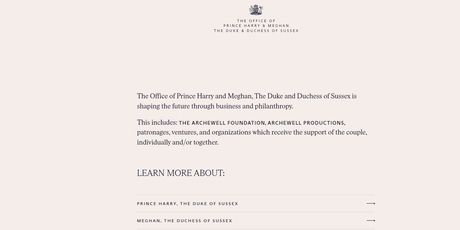 Nova web stranica princa Harryja i Meghan Markle