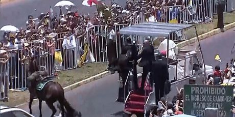 Papa Franjo utješio policajku palu s konja (Foto: AFP) - 3