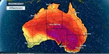 Toplinski val, Australija (Foto: Screenshot Bureau of Meteorology)