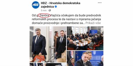 HDZ u objavi na Facebooku Davida Vlajčića nazvao krivim imenom