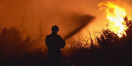 Vatrogasac gasi požar kraj Šibenika (Foto: Dnevnik.hr)