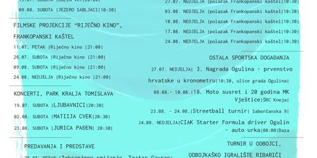 Ljeto u Ogulinu 2025 program