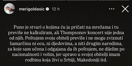 Meri Goldašić na Instagramu