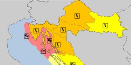 Upozorenje Meteoalarma za petak (Foto: screenshot/DHMZ)