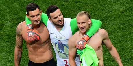 Slavlje hrvatskih nogometaša nakon pobjede protiv Argentine (Foto: AFP)