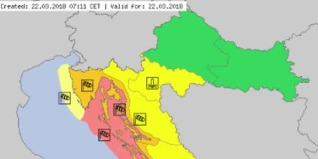 Meteoalarm: Dio Hrvatske u crvenom (Foto: meteo.hr)