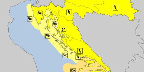 Meteoalarm u žutom za cijelu Hrvatsku (Foto: Meteoalarm)