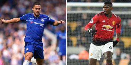 Eden Hazard i Paul Pogba (Foto: AFP)
