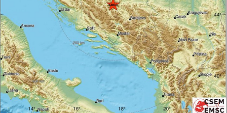 Potres u BIH (Foto: EMSC, Screenshot)