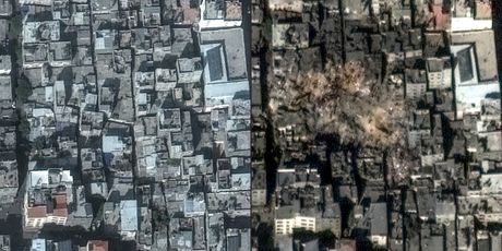 Snimka kampa prije i nakon razaranja