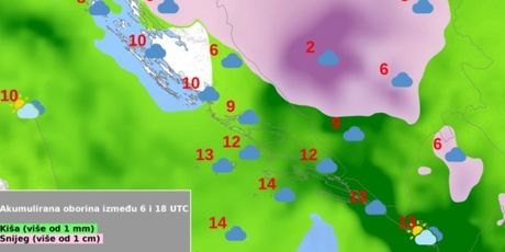 Prognoza padalina za petak