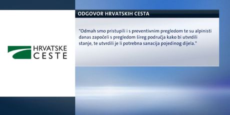 Priopćenje Hrvatskih cesta na odron (Foto: Dnevnik.hr)
