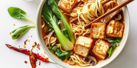 Miso-juha s ramen-rezancima, gljivama i tofuom