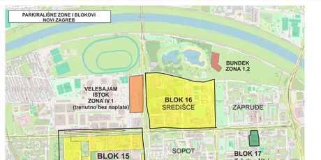 Parkirališne zone i blokovi - Novi Zagreb