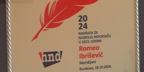 Romeo Ibrišević nagrađen je za najbolju reportažu u kategoriji “Lijepom našom“ - 2
