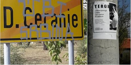 Prijetnje Miloradu Pupovcu osvanule na ulazu u njegovo rodno selo (Foto: Facebook/SDSS)
