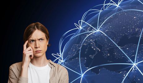 Zemlja i povezani gradovi uz osobu koja razmišlja