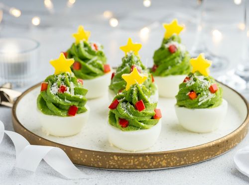 Punjena jaja u obliku božićnih drvaca