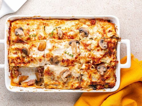 Lazanje s gljivama i špinatom