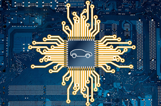 SImbol automobila na čipu, ilustracija
