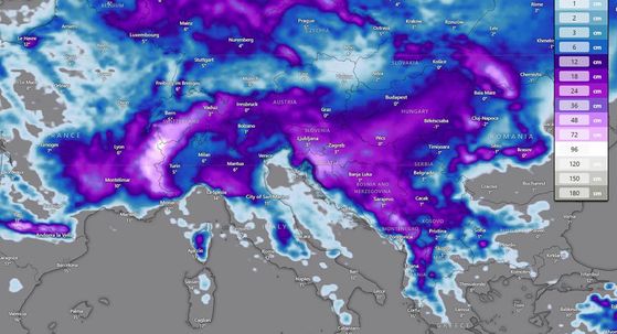 Količina snijega koji se očekuje od 18. do 24. studenog