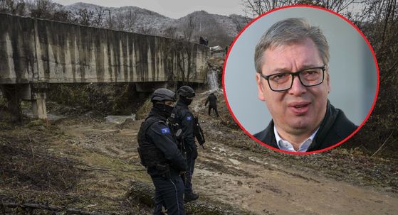 Aleksandar Vučić i kanal u koji je bačena bomba, ilustracija