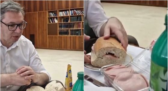 Aleksandar Vučić jede parizer