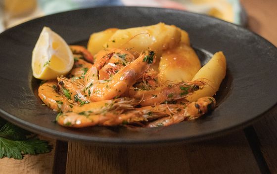 Kozice s karameliziranim krumpirom