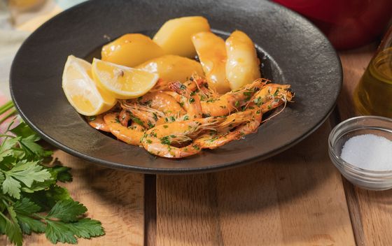 Kozice s karameliziranim krumpirom