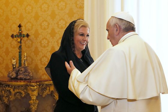 Bivša predsjednica Kolinda Grabar-Kitarović i papa Franjo