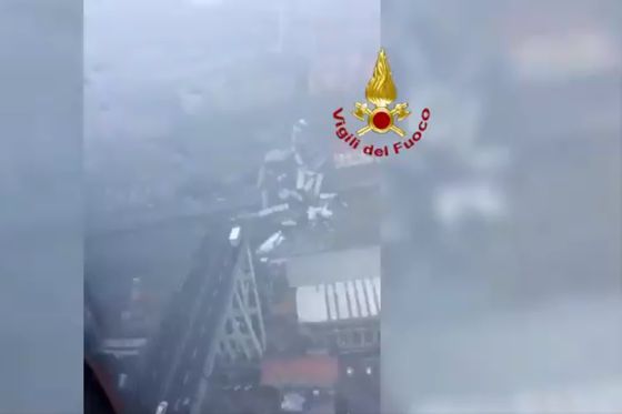 Snimka iz zraka nakon urušavanja mosta u Genovi (Foto: Printscreen)