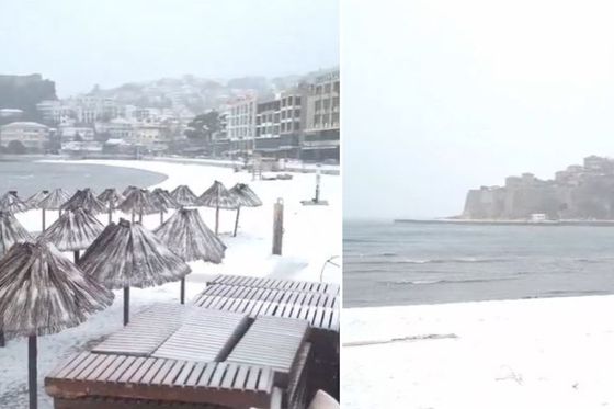 Snijeg na plaži u Crnoj Gori