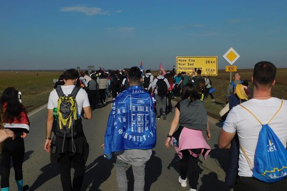 Protestna šetnja studenata prema Novom Sadu