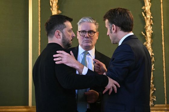 Keir Starmer, Emmanuel Macron, Volodimir Zelenski
