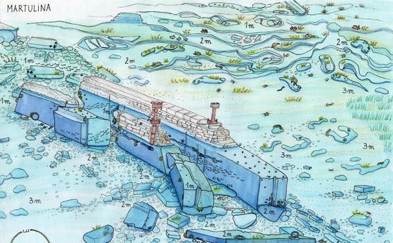 Tematska karta podmorja plaze Martulina
