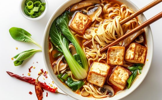 Miso juha s ramen rezancima, gljivama i tofuom